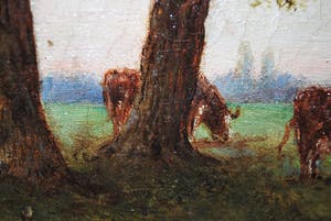 Jan Herman Coster - groot, prachtig ingelijst 19e eeuws schilderij - koeien in het landschap kopen? Bied vanaf 195!