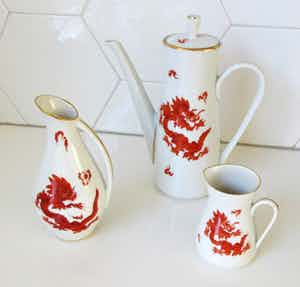 Richard Wehsener - Richard Wehsener Dresden - Drie stuks theeservies Draken decor verkocht voor € 25!