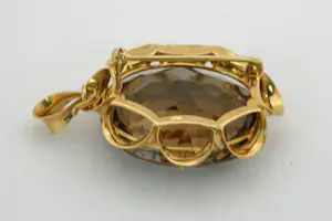 18K Goud - Klassiek 18 Krt gouden montuur met grote (ca 85ct!!) rook-kwarts edelsteen kopen? Bied vanaf 340!