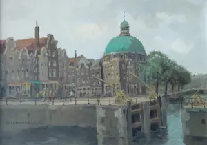 Hendrik Cornelis Kranenburg - De Luthersekerk met Haarlemmersluis aan de Singel kopen? Bied vanaf 350!