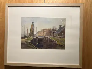 Ad Blok van der Velden - Klassiek aangezicht van de masten van de bruine vloten & huizen in Assen in 1945 kopen? Bied vanaf 110!