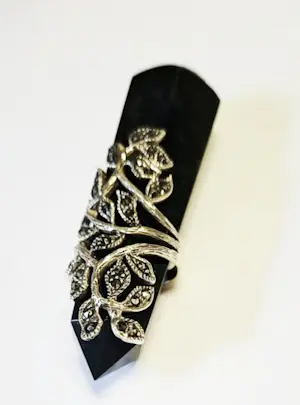 Nieuwe  Vintage handgemaakte Zwitserse marcasiet setting zilveren gotische ring kopen? Bied vanaf 75!
