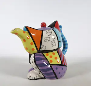 Buy Hans Hartung - Arjan van Arendonk en Romero Britto - Lot van champagne, theepot en Bilbao Puppy? Bid from 70!