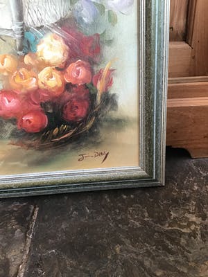 Niet of onleesbaar gesigneerd - Binnenplaats met bloemen. kopen? Bied vanaf 1!