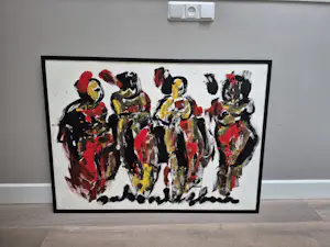 Anton Heyboer - Acryl op geschept papier - 4 vrouwen, gesigneerd m.o. kopen? Bied vanaf 675!