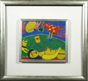 Corneille - Terragravure, Eternal Song of Summer III - Ingelijst verkocht voor € 200!