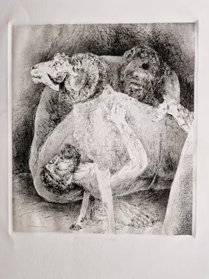 AcheterPiet Klaasse - Grote jaren 60 Ets & Aquatint "Romp" met inkt en kleurpotlood gesigneerd? Enchérissez de 1!