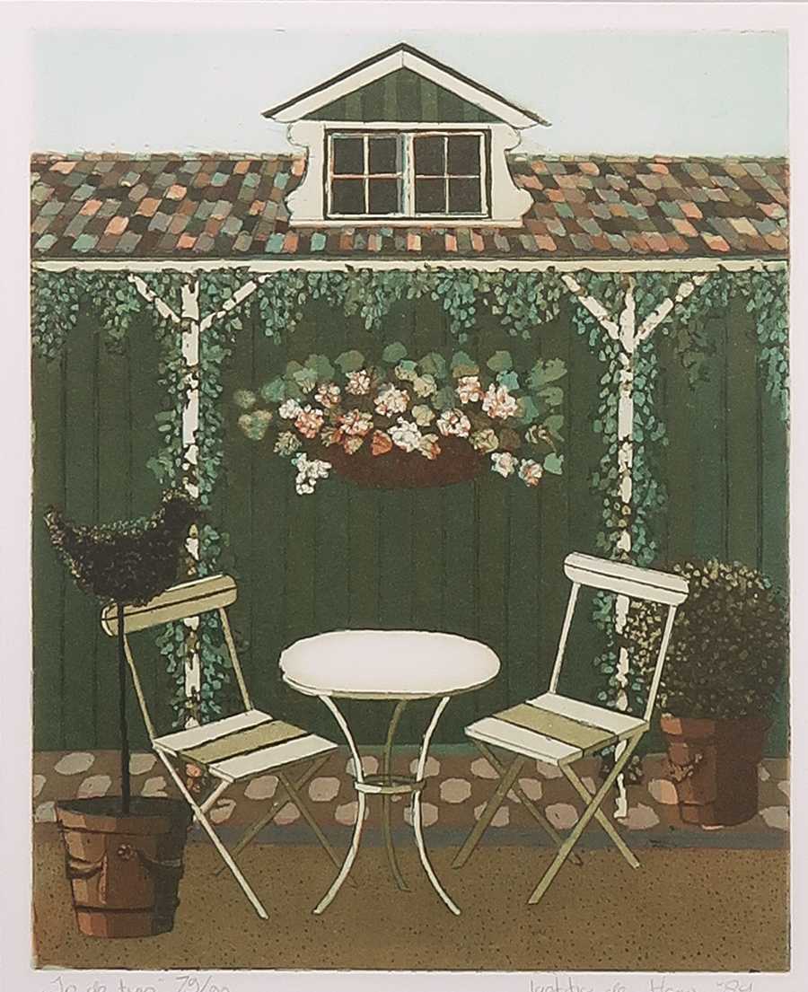 Laetitia de Haas - Ets en aquatint, In de tuin - Ingelijst kopen? Bied vanaf 1!