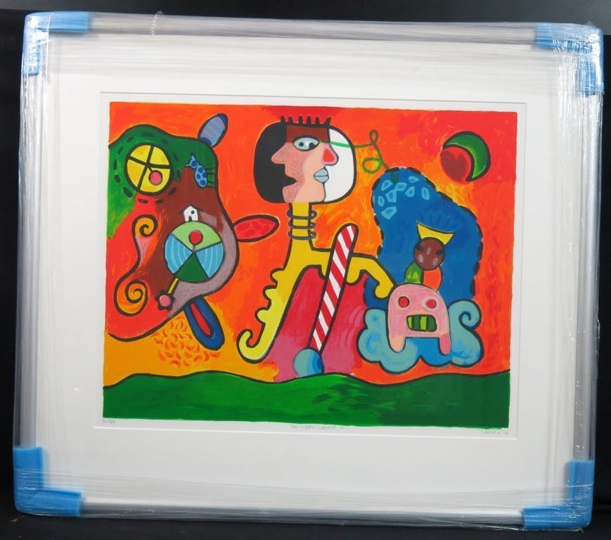 Wendie Brauckmann - Kleurenzeefdruk DE WIJDE WERELD IN ----INGELIJST. verkocht voor € 75!