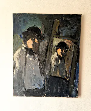 Karel Frank Carwalho - Groot olieverf op doek - jaren 60 - zelfportret in atelier - gesigneerd kopen? Bied vanaf 138!