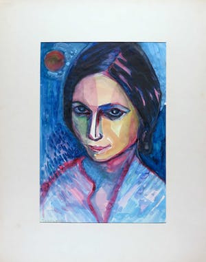 Joe Wols - Aquarel op papier, Portret Marlies kopen? Bied vanaf 1!