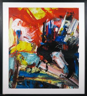 Jan te Wierik - Acryl op papier, Abstracte compositie - Ingelijst kopen? Bied vanaf 500!