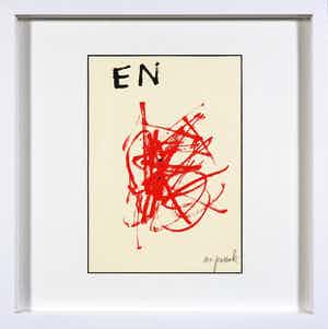 A.R. Penck - Zeldzame, handgesigneerde litho, EN - Ingelijst verkocht voor € 1!