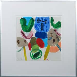 Jurjen de Haan - Gouache, Zonder titel XXXIII- Ingelijst verkocht voor € 20!