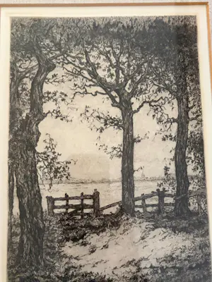 Anton Pieck - Drie bomen, Eigen Druk, Prachtige ets kopen? Bied vanaf 395!