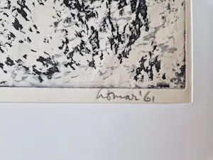 Jan Loman - Monochrome E.A. Litho - 1961 - zonder titel - met opdracht "voor jaap Kraanen" kopen? Bied vanaf 50!