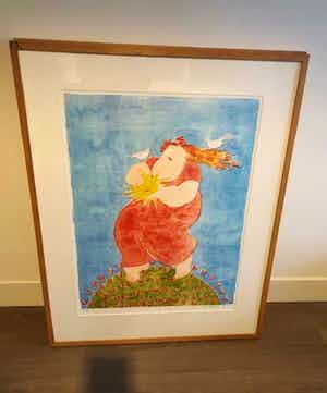 Ada Breedveld - Zeefdruk,Titel, "Morning Glory". verkocht voor € 80!