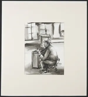 Nicky van der Wilde - Inkttekening, Zittende man kopen? Bied vanaf 1!