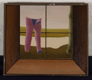 Simon Theewis - interieur - 1975 - acrylverf op hardboard - BKR Zaanstad kopen? Bied vanaf 20!