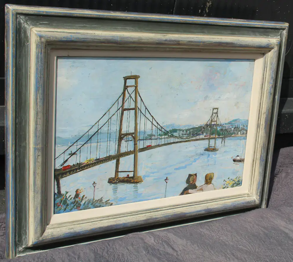 AcheterHarm Kamerlingh Onnes - olieverf op paneel: Golden Gate bridge - San Fransisco (U.S.A.)? Enchérissez de 1495!