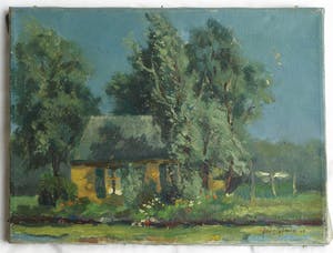Klaas Pijlman - Olieverf op doek , Huisje in de schemering.. – 1942 kopen? Bied vanaf 1!