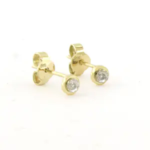 14k gouden solitair oorknoppen met single cut geslepen diamant tot. 0.01ct kopen? Bied vanaf 100!