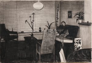 Marcel van Eeden - Vrouw in een interieur - originele potloodtekening kopen? Bied vanaf 675!