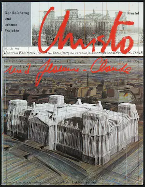 Christo - Handgesigneerde foto Wrapped Reichstag met stofmonster - Ingelijst (+ boek!) kopen? Bied vanaf 1!