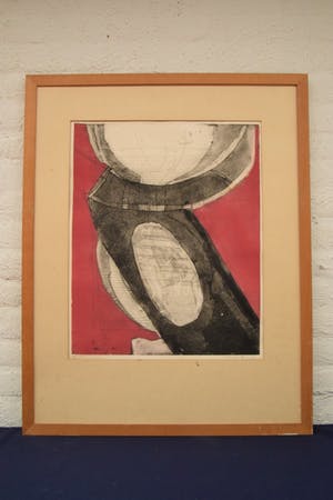 Cees Kortlang - Stijgende figuur in rood, 7/10, 1971 - kleurenets op papier - BKR Amsterdam kopen? Bied vanaf 20!