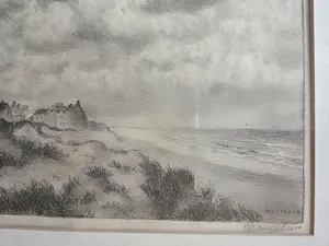 Ad Blok van der Velden - Strand. Vuurtoren Texel. Prachtige lucht.. kopen? Bied vanaf 149!
