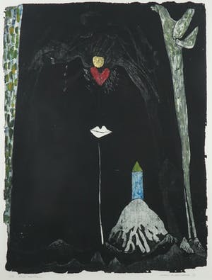 Michel van Overbeeke - Kleurenets met bladgoud, Black mountain - Ingelijst kopen? Bied vanaf 50!