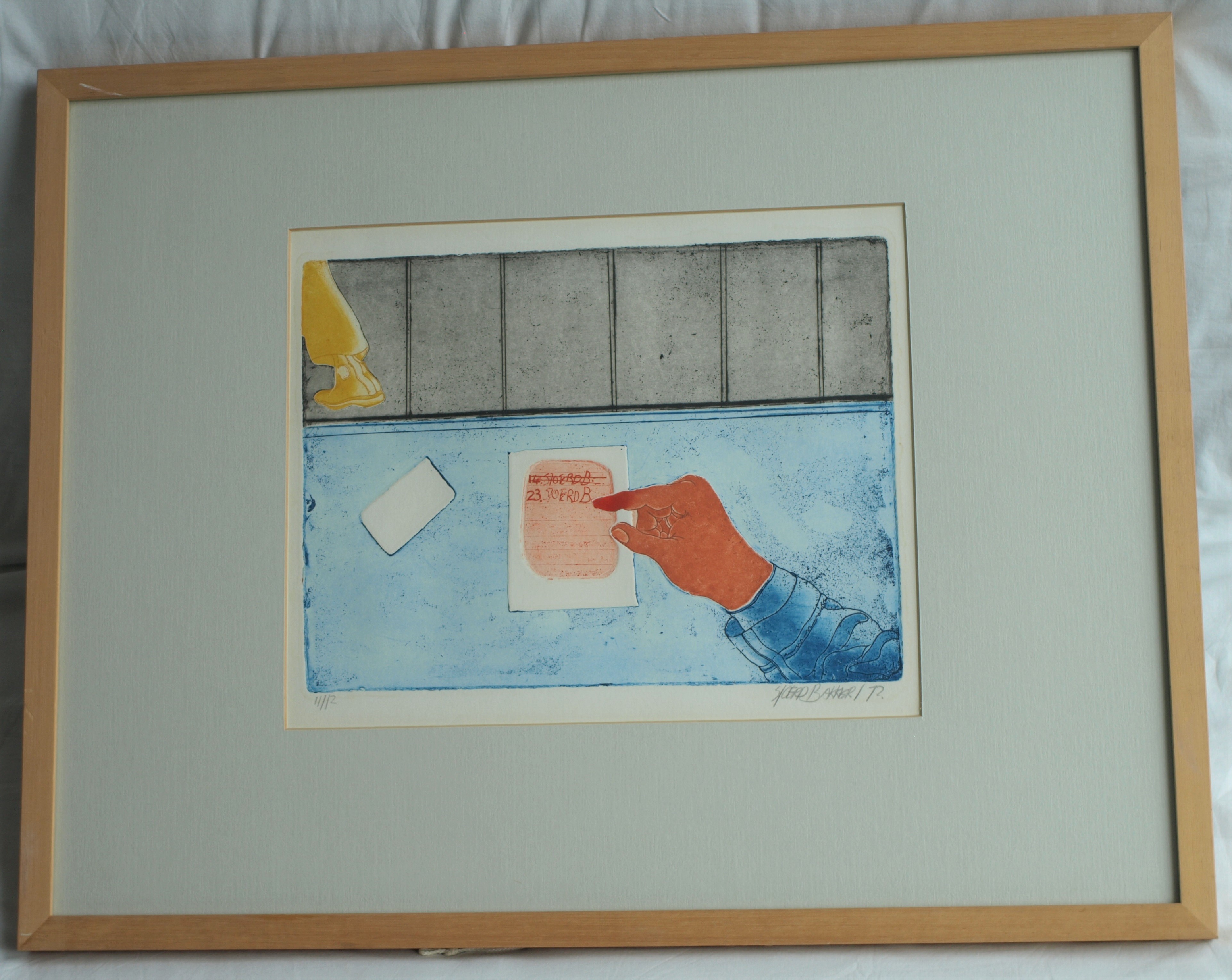 Sjoerd Bakker - Ets en aquatint , Veranderen van een afspraak – gesigneerd & ingelijst - 1972  kopen? Bied vanaf 1!