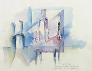 Joe Wols - Lot van drie aquarel- en stifttekeningen, Figuren kopen? Bied vanaf 1!