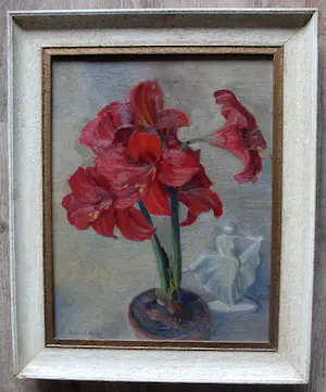 Ad Blok van der Velden - Olieverf, ingelijst: Amaryllis kopen? Bied vanaf 100!