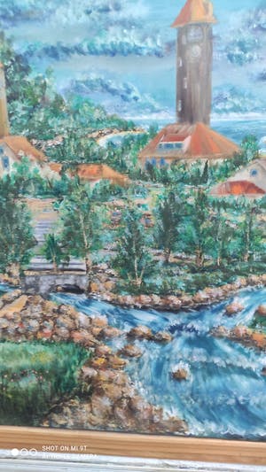 Niet of onleesbaar gesigneerd - Landschap met gebouwtjes kopen? Bied vanaf 1!