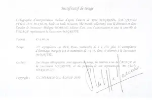 Rene Magritte - (naar) Le grand style (1951) , Lithografie, 60x45 cm kopen? Bied vanaf 490!