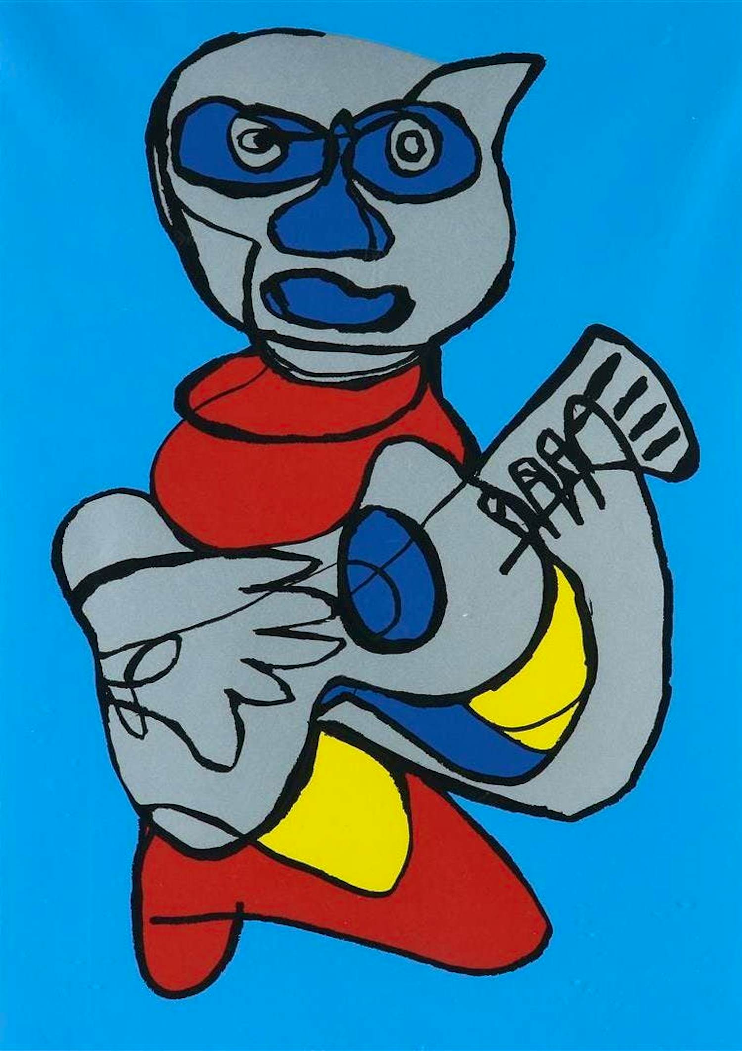 Karel Appel - Ingelijste zeefdruk: "Cool Hand Luke" (mooie lijst!) verkocht voor € 1450!