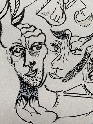 Thomas van der Linden - Gemengde techniek op papier | 'The muze nessa' | 1988 kopen? Bied vanaf 80!