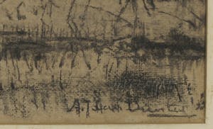 Arend Jan van Driesten - Houtskooltekening, Bij de Kaag - Ingelijst kopen? Bied vanaf 35!