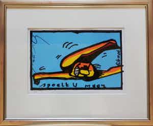 Herman Brood - Kleurenzeefdruk SPOELT U MAAR --INGELIJST--Handgesign. verkocht voor € 245!