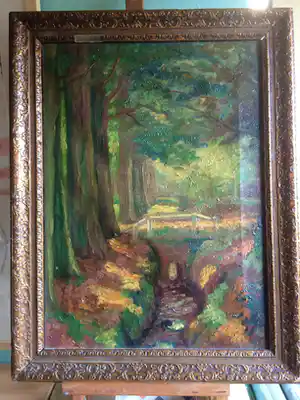 Willy van Schoonhoven van Beurden - Olieverf op doek: Bosgezicht 1929 verkocht voor € 75!