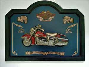 Niet of onleesbaar gesigneerd - Harley Davidson - Vintage beschilderd 3D wandbord - Hout verkocht voor € 10!