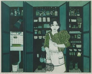Laetitia de Haas - Ets en aquatint, De keuken van Paulette - Ingelijst kopen? Bied vanaf 50!