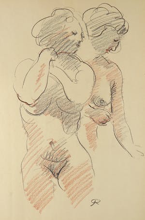 Jan Sluijters (jr.) - Potlood en houtskool op papier, Naaktstudie kopen? Bied vanaf 1!