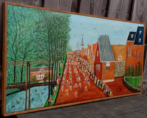 Cornelis Kaay - Ingelijste olieverf op doek: 'Optocht in Niedorp' kopen? Bied vanaf 1495!