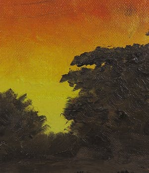 Prins Bernhard van Lippe-Biesterfeld - Olieverf op doek, Afrikaans landschap bij nacht - Ingelijst kopen? Bied vanaf 4000!