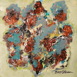 Bert Braam - Acryl op doek, Bloemstuk verkocht voor € 1!