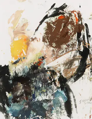 Fred Sieger - Gemengde techniek op papier, Zonder titel - Ingelijst kopen? Bied vanaf 40!