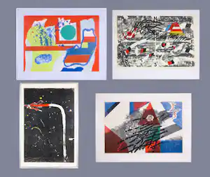 Jef Diederen - Lot van vier werken (Zeefdruk & litho) - Ingelijst verkauft für € 67!