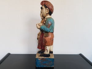 Niet of onleesbaar gesigneerd - Gekleurd houten beeld - Volkskunst kopen? Bied vanaf 1!